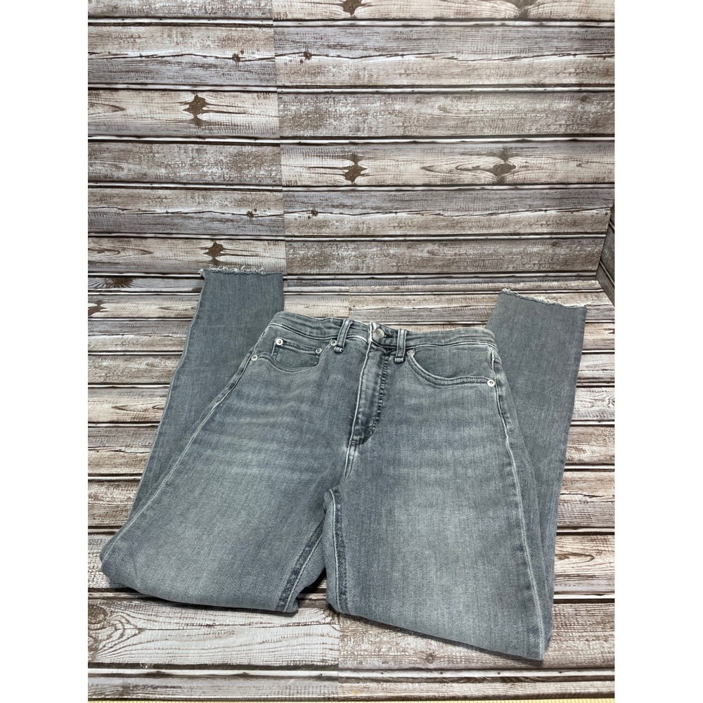 Rag & Bone Gray Wash‎ High Rise Ankle Crop Raw Hem Skinny Jeans Size 25